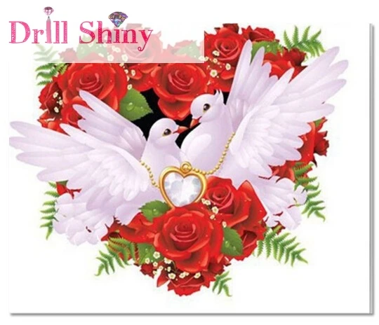 

Dove rose heart diamond painting cross stitch ful 5D diamond embroidery wedding decoration square christmas gift