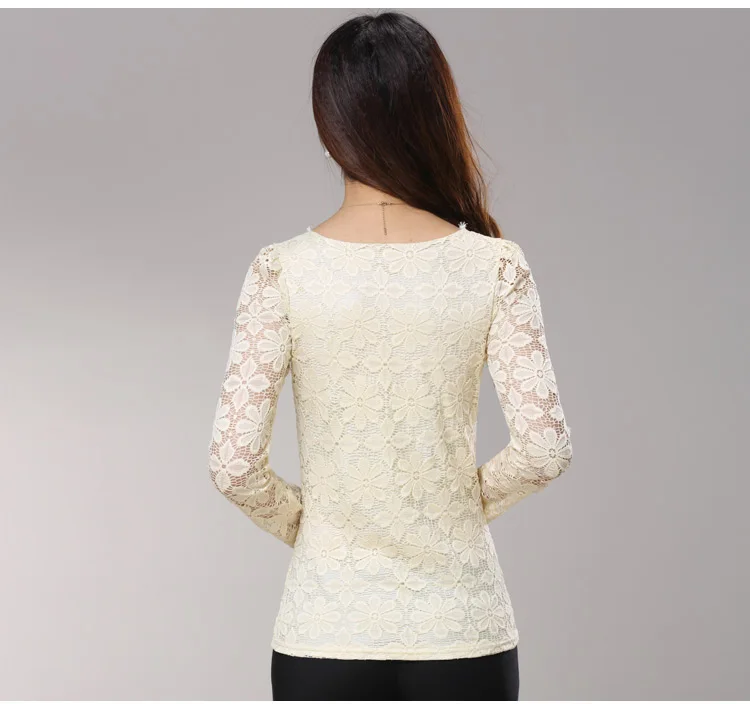 blouses & shirts Plus size S-5XL 2018 New fashion Women's Lace Crochet Blouses Shirts Long Sleeve Sexy Tops Women Lace Blouse camisa feminina long sleeve blouse
