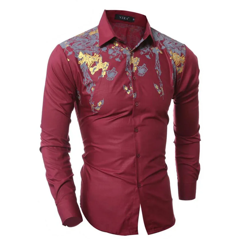 2016 New Men's Shirts Men Luxurious Tuxedo Shirt Mens Brand Red Fine ...