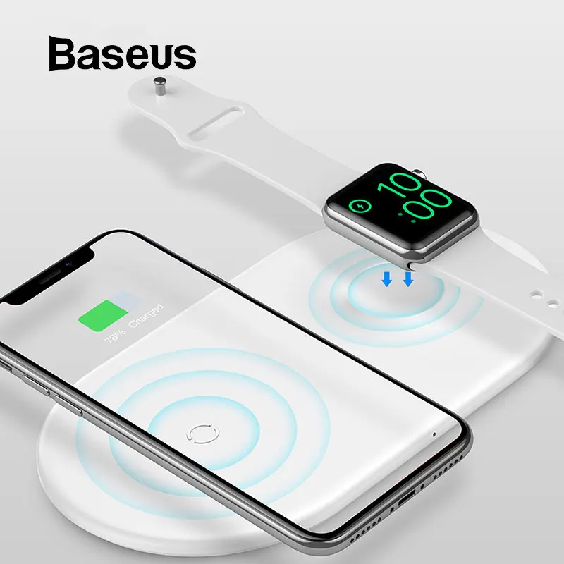 US $18 99 30% OFF|Baseus 2 in 1 Wireless Charger Pad For Apple Watch 4/3/2/1 Upgrade Version Fast Wireless Charging for iPhone 8 Xs Max Samsung S9-in