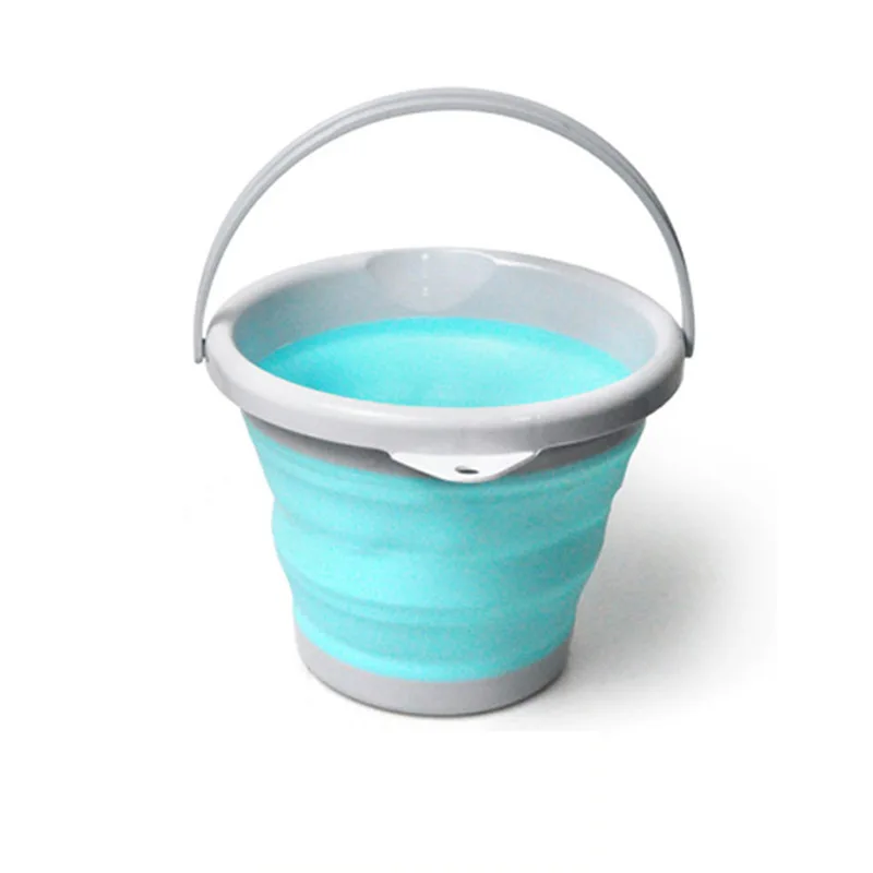 Minch 5L/10L de silicona al aire libre Cubo de pesca engrosamiento plegable redondo portátil de lavado de coches barriles de suministros de pesca Minch 5L/10L de silicona al aire libre Cubo de pesca engrosamiento plegable redondo portátil de lavado de coches barriles de suministros de pesca