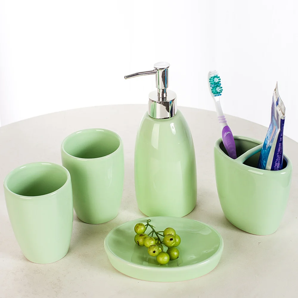 

European-style bathroom five-piece ceramic creative tooth cup mug wedding bathroom bathroom supplies LO7281004