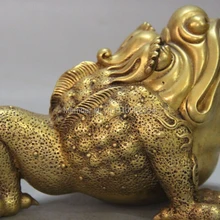 " Китайский Фиолетовый Бронзовый 24 К Золотой Фэн-Шуй Благоприятный Животных Джин Чан Статуя