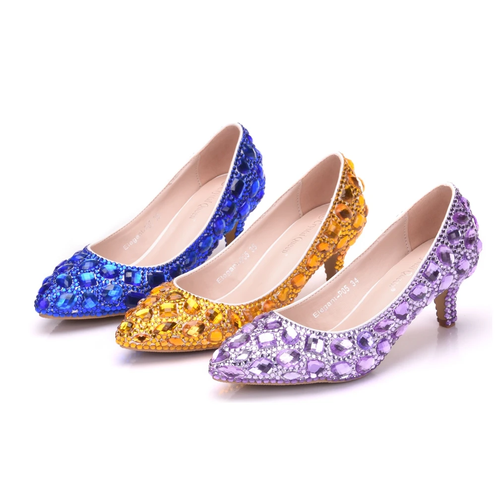 Женские туфли-лодочки со стразами; женские свадебные туфли ручной работы, украшенные бриллиантами; пикантные женские модельные туфли на высоком каблуке 5 см