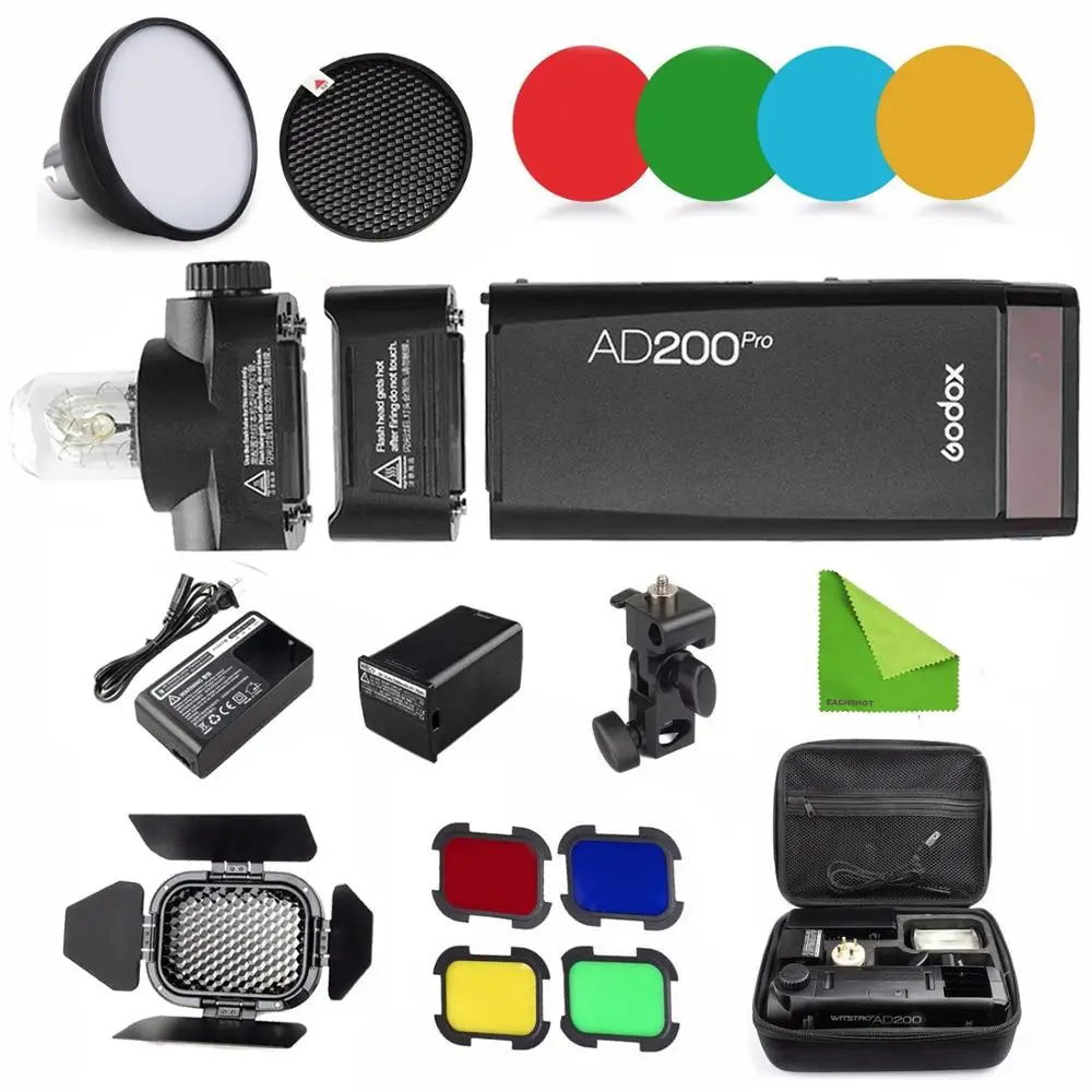 Вспышка Godox AD200 Pro AD200Pro 200Ws 2 4G стробоскоп 2900 мАч аккумулятор голая лампа вспышка френеля для DSLR