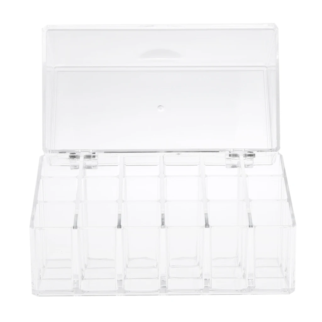 Clear Acrylic 18 Grids Lipstick Lip Gloss Holder Stand Display Cosmetic Makeup Organizer Case Dustproof Makeup Tool Kit