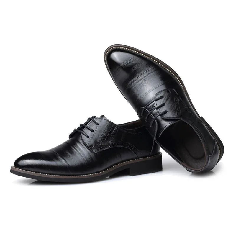Genuine Leather Men Oxford Shoes Dress Office Simple Genuine Leather Men Oxford Shoes Dress Office Simple Business Flats Lace Up Pointed Formal Of Male H11 35 In From On