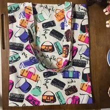 Yile вручную хлопок лен Экологичная для шоппинга с ручкой сумка Печать Модные сумки 17317-4