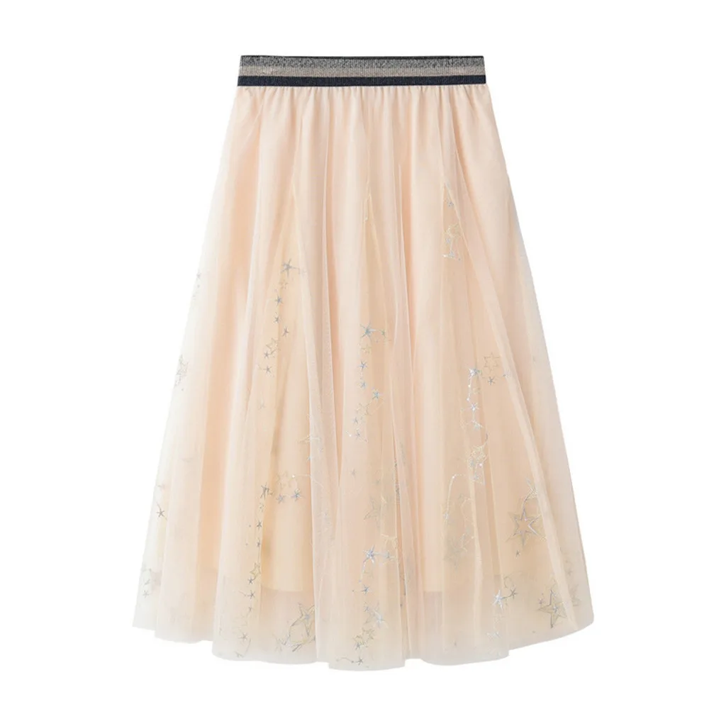 

KLV 2019 summer new trend women's single size skirt three-dimensional embroidery leaf mesh yarn skirt free shipping D4