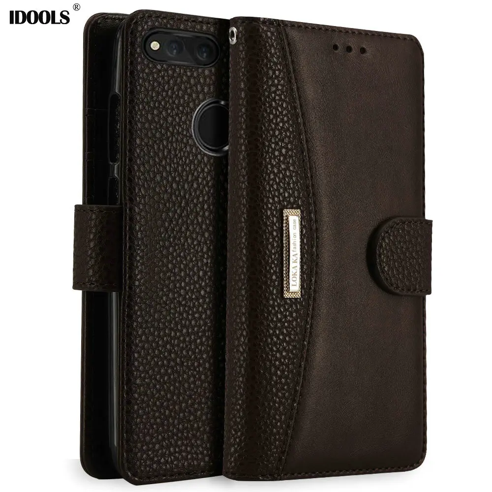 

IDOOLS Flip Case for Huawei Honor 10 Lite Card Slot Coque PU Leather TPU Wallet Cover for Huawei P Smart Honor10 Lite Funda