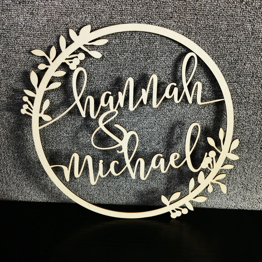  Custom Personalized Bride and Groom Name garland Shape Rural Wedding Wooden Table Decoration For Mr