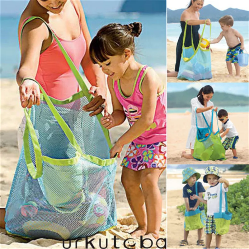 الأطفال ألعاب الشاطئ شبكة صافي أكياس تخزين حقيبة حمل الاطفال كبيرة للطي الرمال بعيدا
