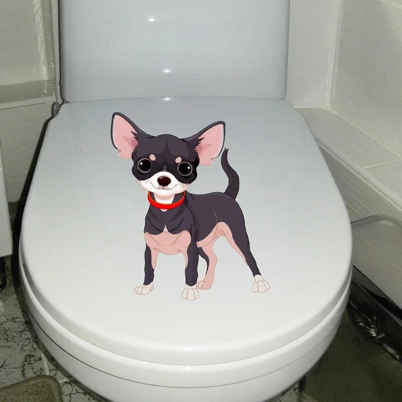 YOJA 18,4*21,8 см мультфильм Чихуахуа собака туалет стикер украшение дома Наклейки на стены T1-0286