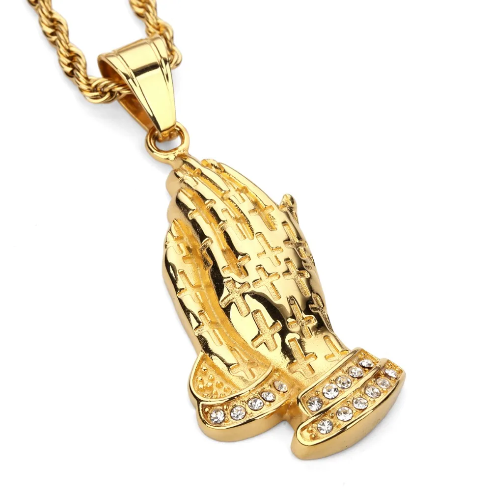 Mens Stainless Steel Praying Hands 