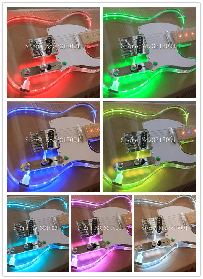Latest Style Can Change Color Electric Guitar with LED Lights Maple