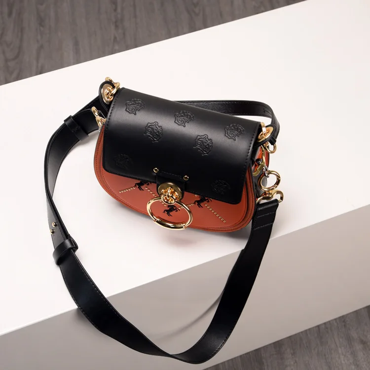  ALNEED Luxury Women Bags 2018 Designer Brand Saddle Bag Leather Ladies Crossbody Bag Fashion Ring S - 4000028439921