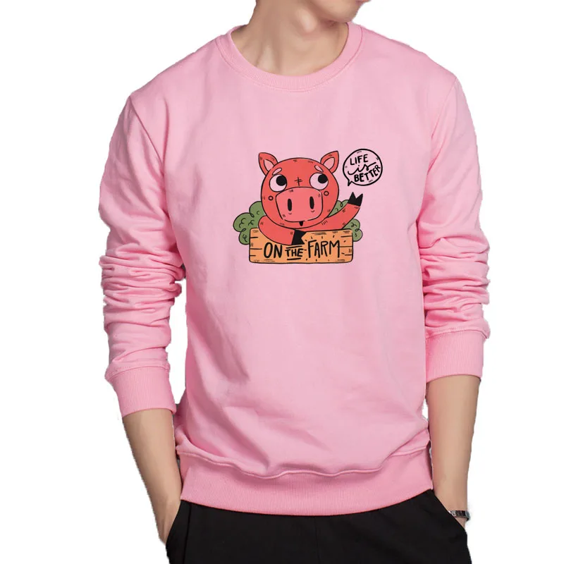 

Pink pig hoodies lovely animal sweatshirt soft cotton hoodie men cute pig streetwear funny sweatshirt men hip hop anime hoodie