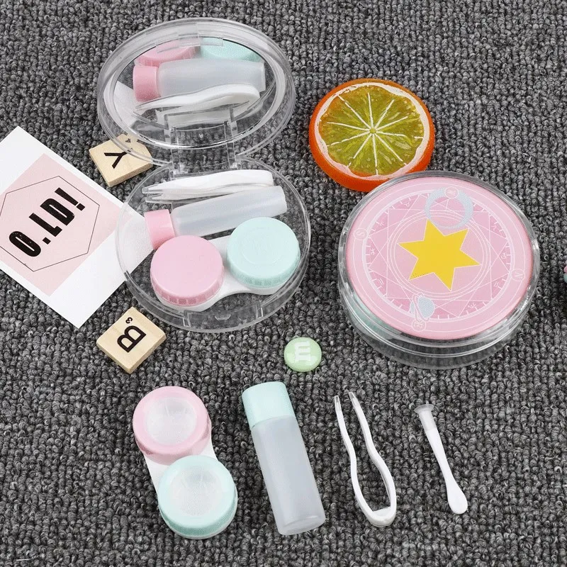 

Cartoon Color Contact Lenses Case Lens Tweezers Portable Spectacle Box Square Eyeglasses Case Colored Lenses For Eyes