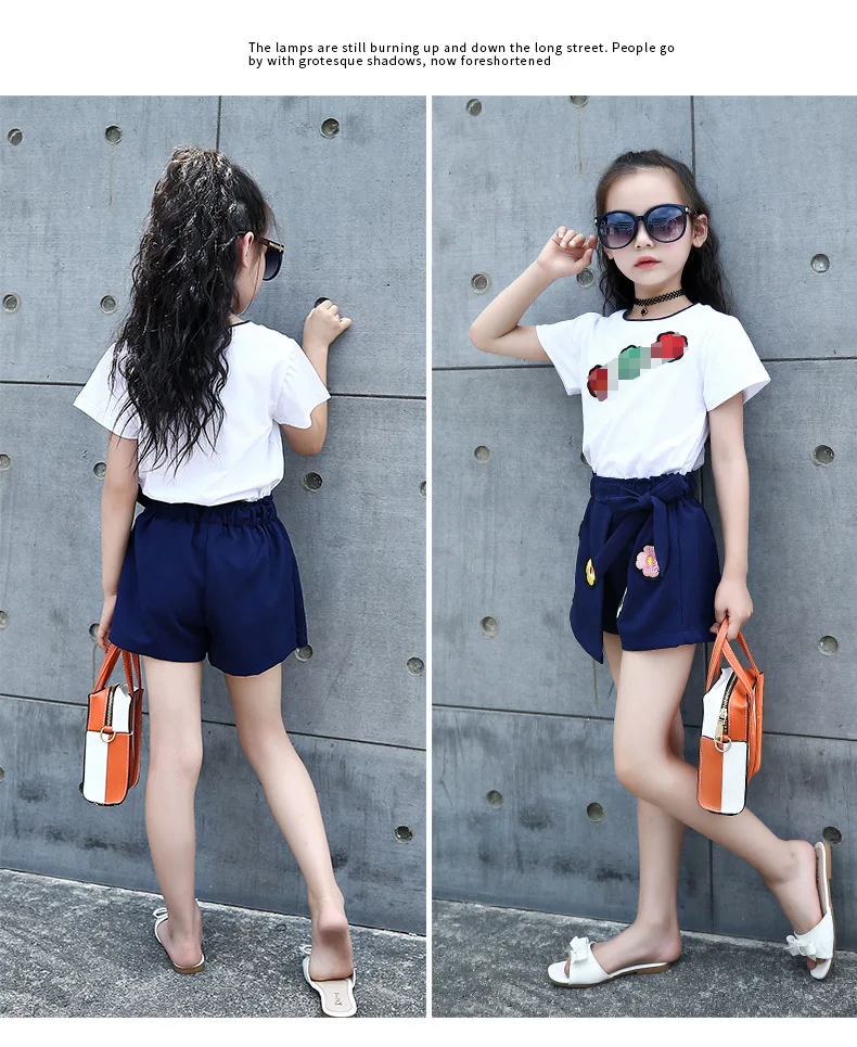 Baby Clothing Sets Girls Children's Cute style 2018 Summer Fashion Flower short sleeve T-shirt and skirt two-piece suit clothes for kids (7)