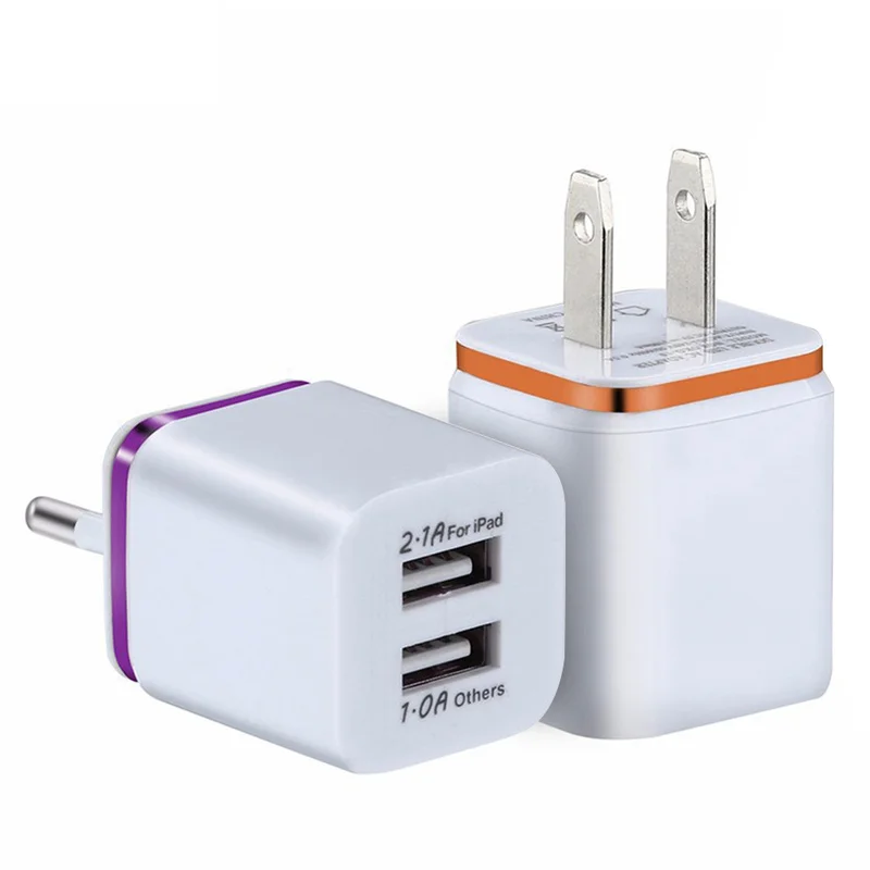 

US EU Plug USB Charger 2.1A Dual Phnom Penh Plating Mobile Phone Smart Charger for iPhone for Android Samsung Xiaomi Huawei