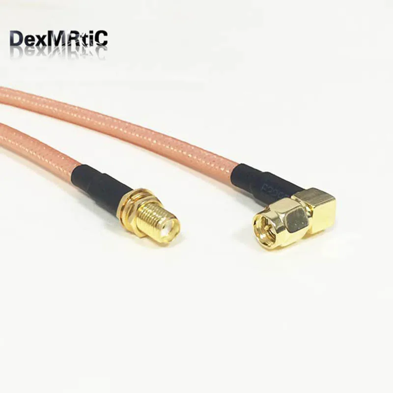 

WIFI antenna extension cable SMA male right angle 90-degree to SMA female nut pigtail RG142 50cm low loss