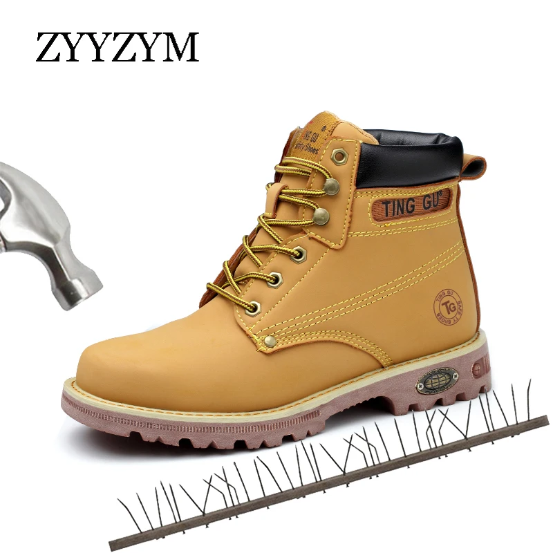 Ceny ZYYZYM stalowe buty z palcami mężczyźni bezpieczne buty robocze jesienno zimowa na zewnątrz mężczyźni buty robocze bhp ochrona przed przekłuciem obuwie