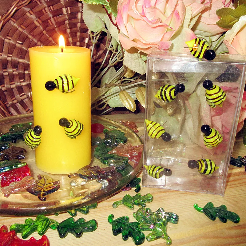 

6pcs Custom Easter candle decorations hand made Glass bees figurines Decorative Candleholder insect animals glass accessories