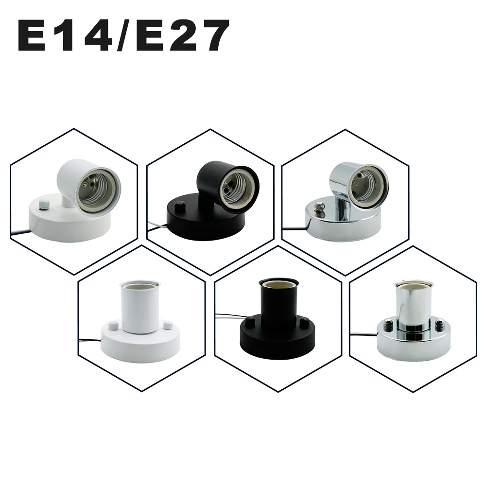 

E27 Lamp Holder 180 Degree Steerable E14 Ceiling Plate Iron Pendant Light Base High Temperature Resistant Ceramic Screw For Bulb