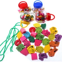 Деревянные красочные игрушки тыква ведро животных бисером игрушечные фрукты для детей обучения образования детские игрушки кинетик WYQ