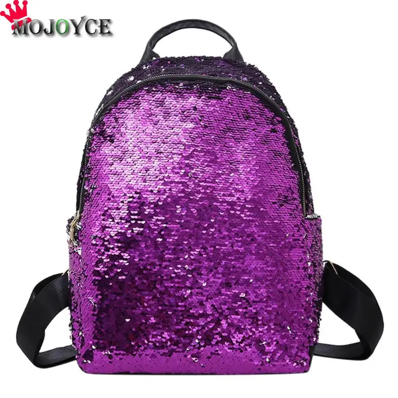 Блёстки рюкзак для женщин Повседневное путешествия Bling Bagpack школьная сумка для подростков обувь девочек женский Mochila Feminina Sac Dos - Цвет: Фиолетовый