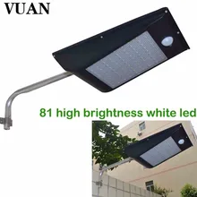 High Quality Power Outdoor IP65 1000 Lumen 81 LED Waterproof Solar Powered Security Light Solar Street Light for Garden, Fence