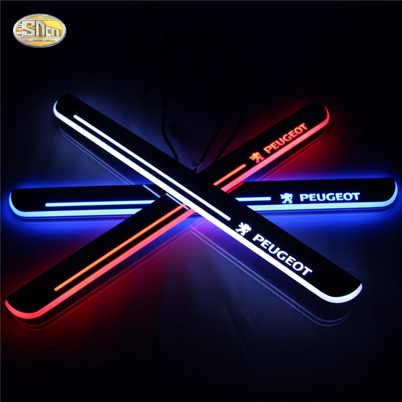 

SNCN LED moving light scuff pedal for Peugeot 2008 2014-2015 car acrylic led door sill welcome pedal