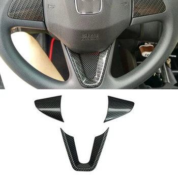 

For Honda FIT JAZZ 2014-2018 ABS Matte and Carbon fibre Car Steering wheel Button frame cover trim car styling accessories 3pcs