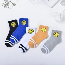 Спортивные носки; 1 пара/лот; ; милая мультяшная улыбка; носки с принтом; хлопковые носки с героями мультфильмов; женские хлопчатобумажные забавные носки