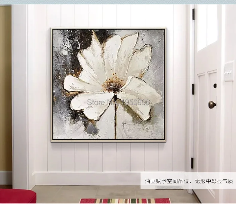 

White Large 100% Handpainted Flowers Abstract Morden Oil Painting On Canvas Wall Art Wall Pictures For Live Room Home Decor