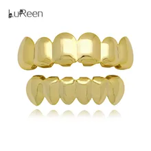 Lureen в стиле хип-хоп золотые зубы Grillz верхние и нижние зубы грили зубные вампиры зубы колпачки рот Хэллоуин вечерние украшения для тела