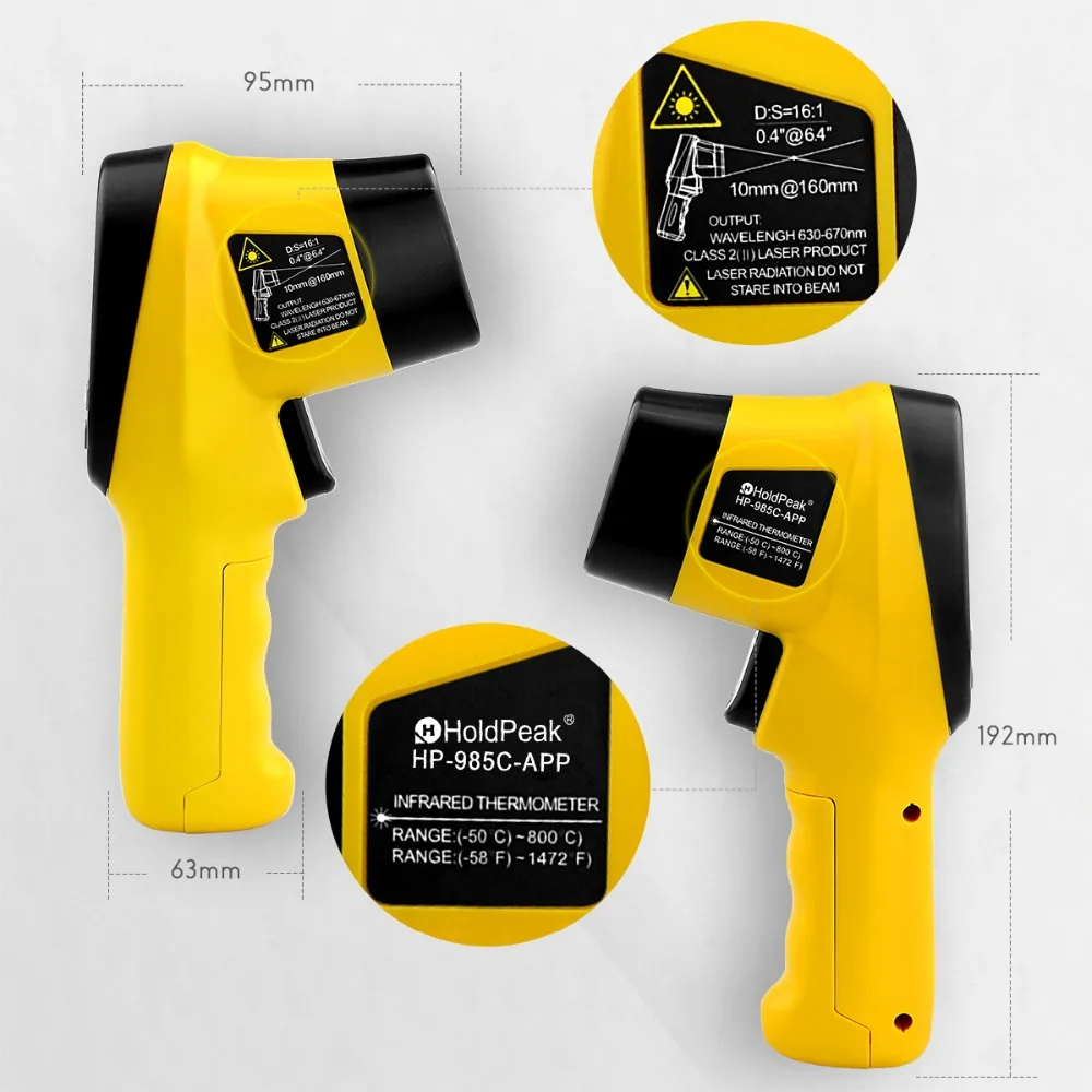 HP985CAPP IR Infrared Thermometer Handhold 50800C