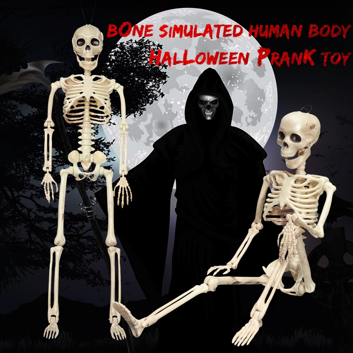 

Brand New Simulated Human Body Halloween Prank Toy Flexible Funny Halloween Skeleton Seating & Standing Practical Jokes Toy