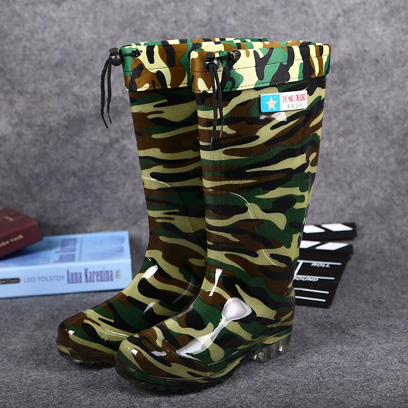 2016 highwinter fishing boots man PVC camouflage rain boots fashion fishing boots men s Washing shoes