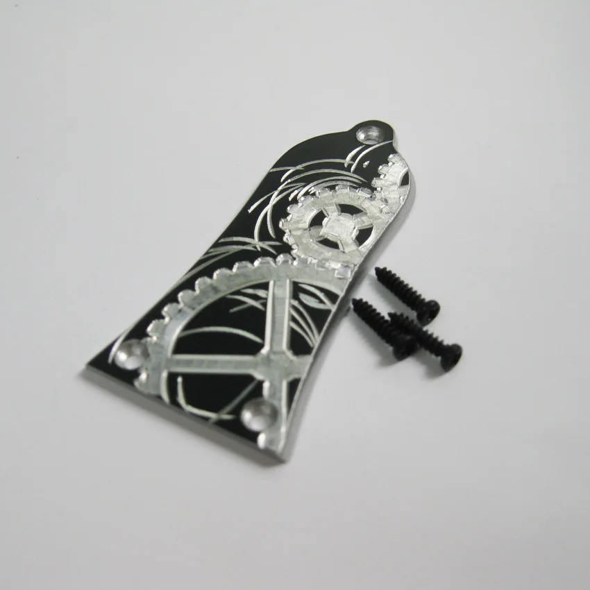 

Free shipping hand engraved gear pattern aluminum handmade truss rod cover fits most epiphone guitars