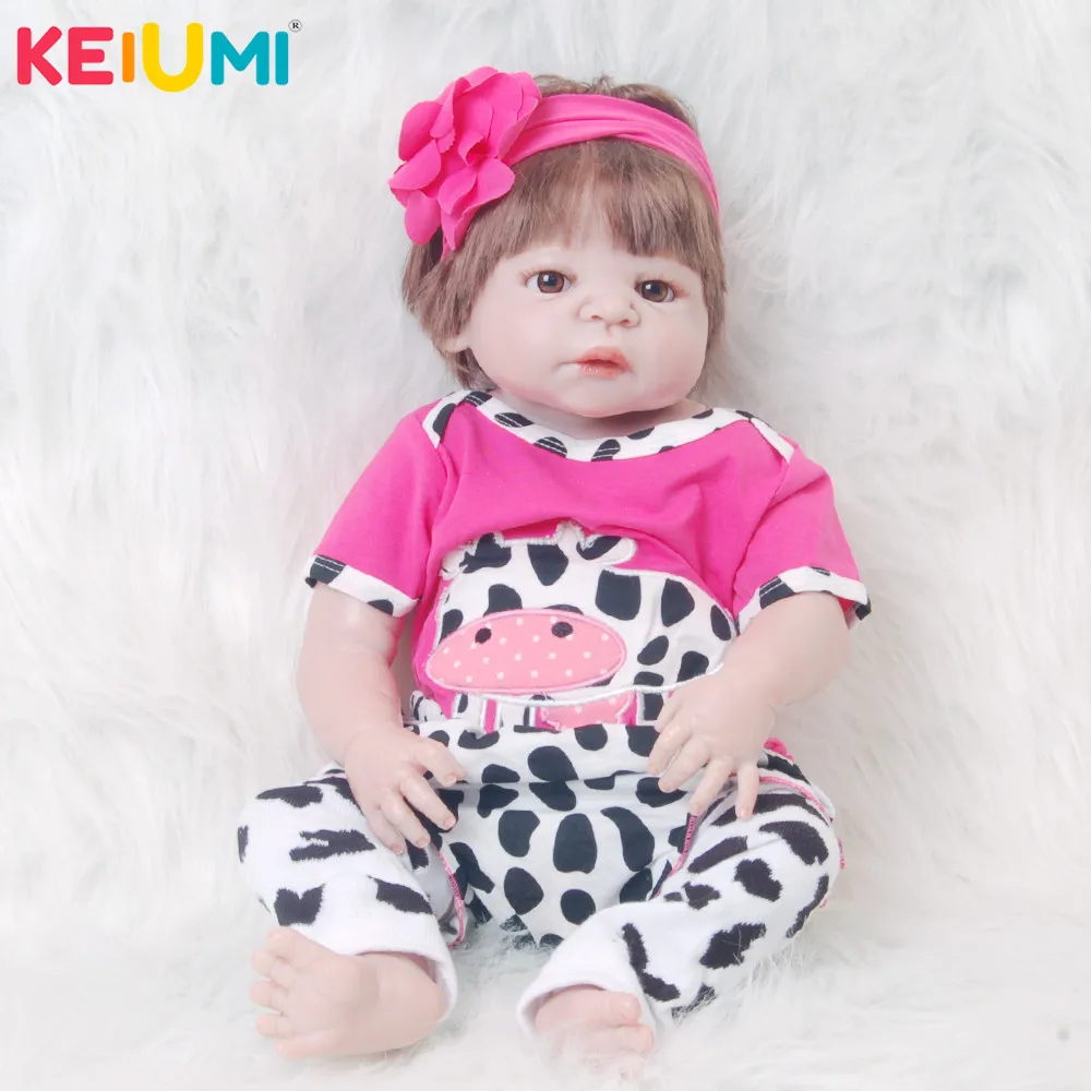 

Realistic Doll Reborn Full Body Silicone Babies Vinyl Girl Baby Toy 23'' Fashion Dolls Baby Hot 2018 Best Birthday Gifts