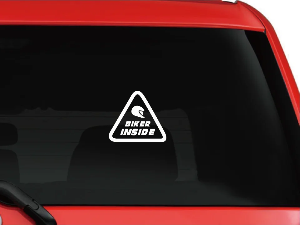 Байкер внутри виниловая забавная наклейка для автомобилей Предупреждение ющий знак автомобиля Наклейка для окна двери кузова украшения CA0747