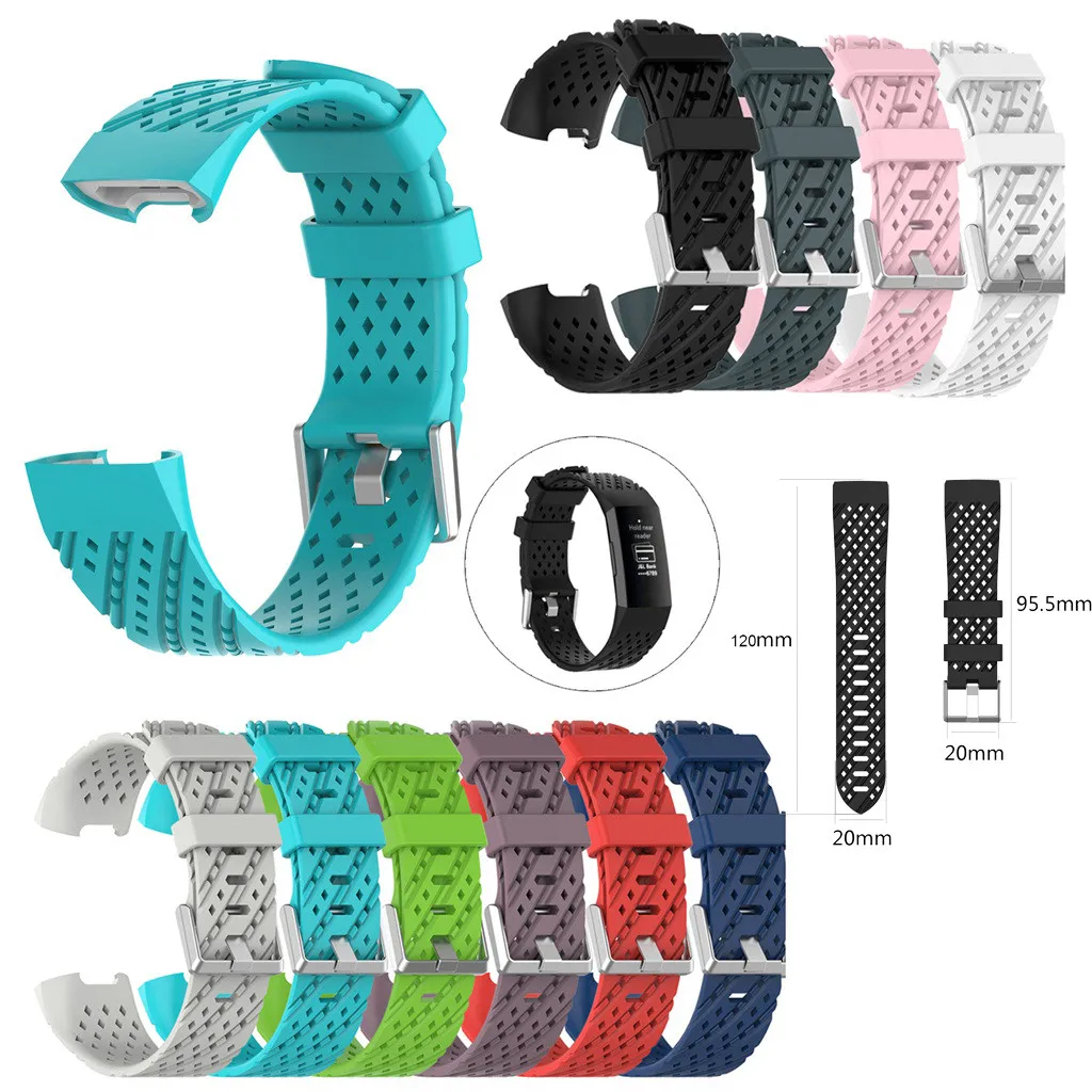

SmartWatch Smart Watch Strap Smartband mi band New Fashion Sports Breathable Silicone Bracelet Strap Band For Fitbit Charge 3