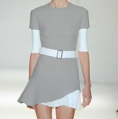 Beste Lente Herfst Zomer Vrouwen Werken Beckham Jurk Geplooide patchwork Onregelmatige fashion runway Jurken