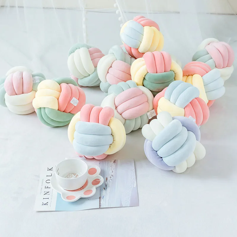 

Wind color ball knotted body pillow knot ball pillow creative cushion girl heart four color optional support wholesale