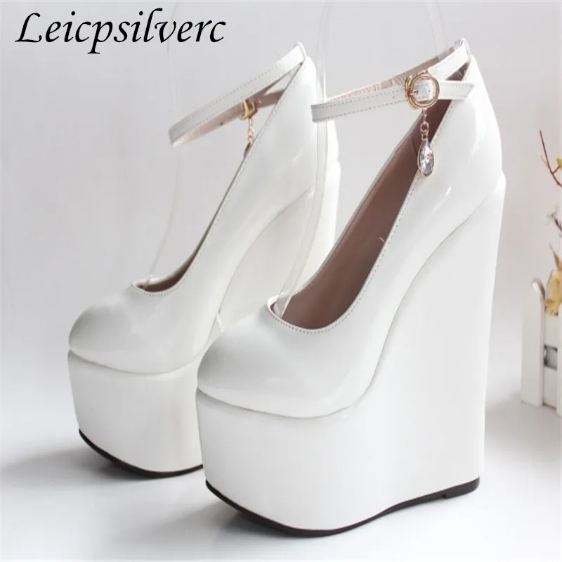 

Women Pumps Shoes High Heels Sexy New Fashion Wedges Platform 2017 Spring Autumn Pointed Toe Pu Party Wedding Shoes White Black