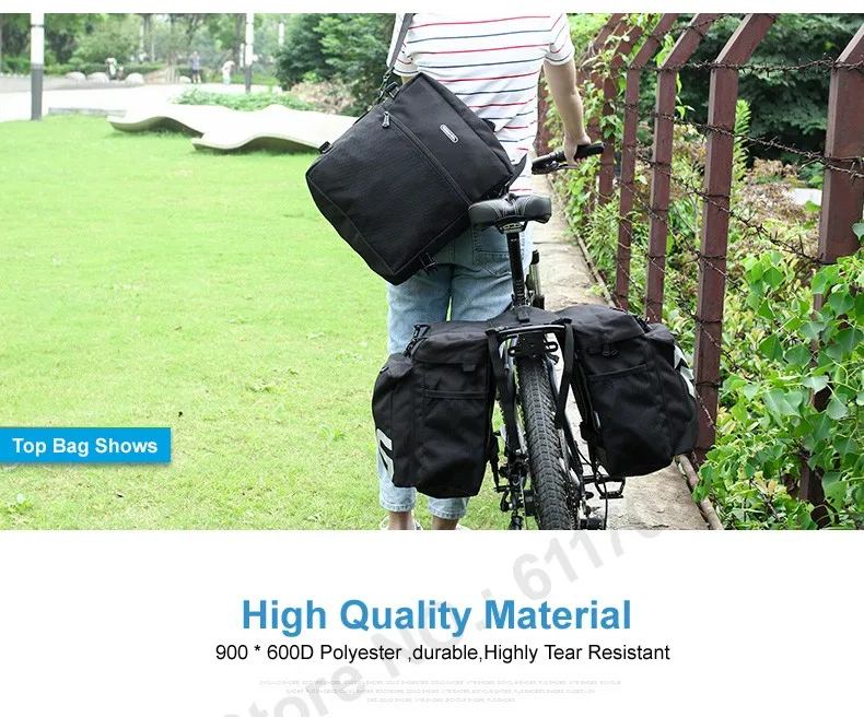 Best ROSWHEEL Bike Accessories 37L MTB Mountain Bike Rack Bag 3 in 1 Multifunction Road Bicycle Pannier Rear Seat Trunk Bag 4