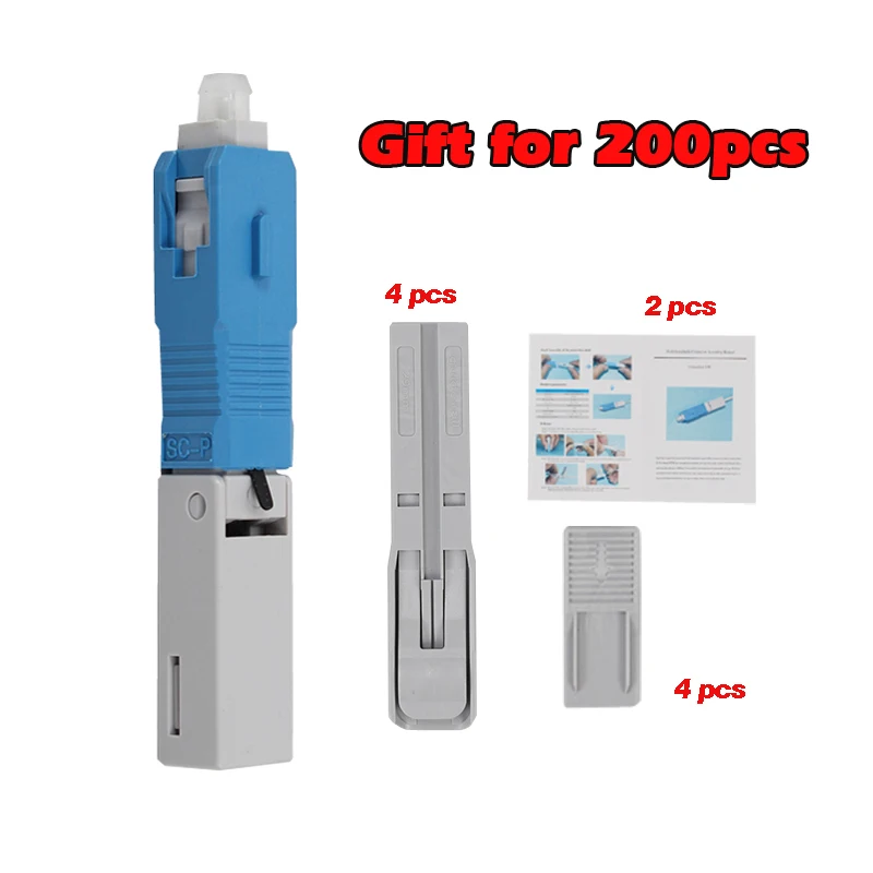 

100 pcs SC -UPC Optic Fiber Quick Connector Fast Connector Single Mode FTTH Fiber Cold Connection Telecom Level Fast Connector
