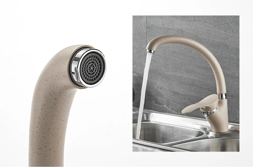 LEDEME Color Kitchen Faucet Mixer Water Tap Single Holder Single Hole Kitchen Faucets Spray Paint Rotation Rubinetto Cucina