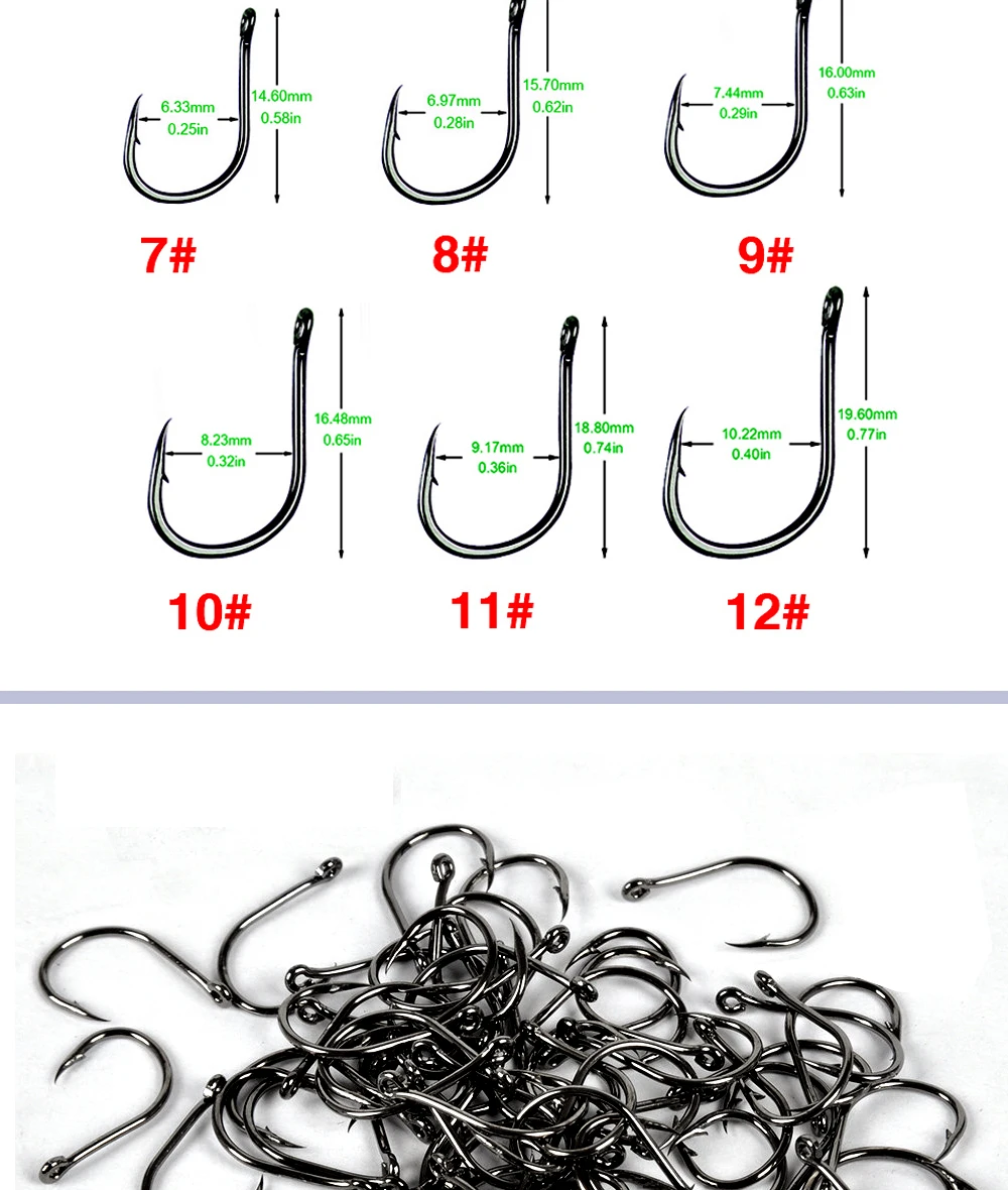 500 шт./компл. смешанный размер#3-#12 Высокоуглеродистая сталь Карп набор рыболовных крючков с отверстием